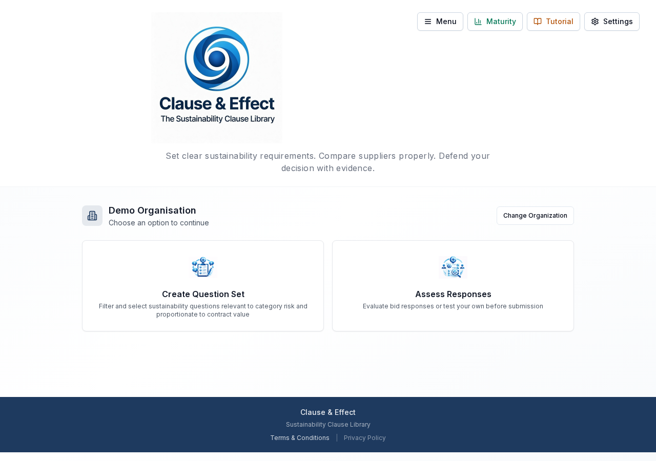 Dashboard showing Create Question Set and Assess Responses cards
